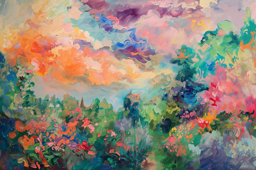 Abstract colourful landscape by Richards Fine Art