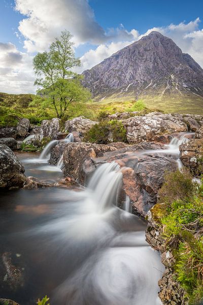 Etive Mor waterfall with Stob Deag mountain (1,021 m), Glen Etive by Christian Müringer