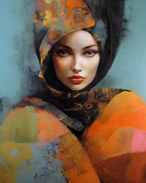 Modern and colourful portrait by Carla Van Iersel