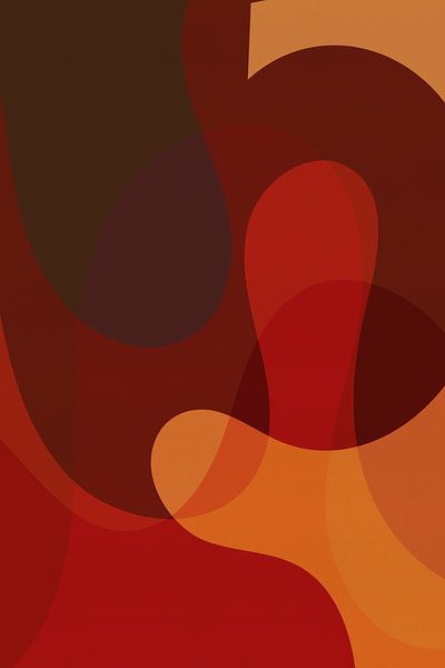 Abstrakte organische Formen in Orange, Rot, Braun von Dina Dankers