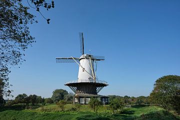 Die historische Windmühle 'de Koe' im Veere-Nationaldenkmal. Die Niederlande.