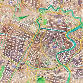 Kleurrijke kaart van Haarlem van Maps Are Art