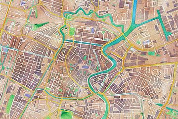 Kleurrijke kaart van Haarlem van Stef Verdonk