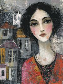 Städtisches Porträt einer Frau von Abstraktes Gemälde