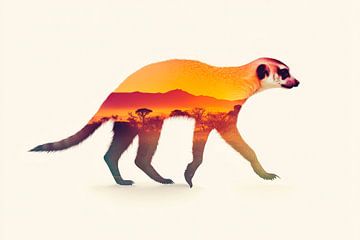 Woestijnwezens bij zonsondergang van Poster Art Shop