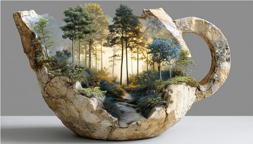 Forest in vase jar panorama