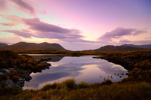 Loch in Connemara in Ireland during sunset
