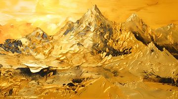 Schilderij Zwart Goud | Langwerpig Schilderij | Groot Schilderij Woonkamer van AiArtLand