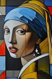 Cubist muse - Geometric girl with the pearl earring by Poster Art Shop