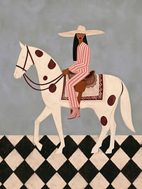 Cowgirl-Motiv, Western-Boho-Kunst von Bella studio