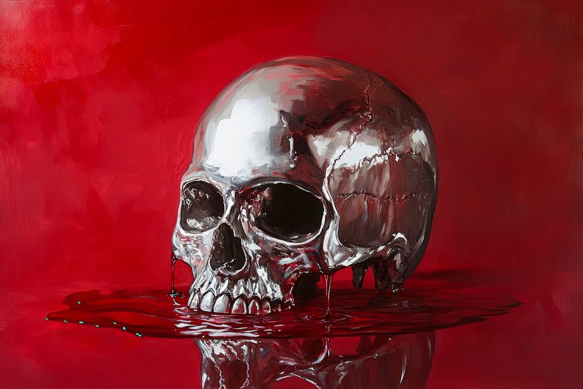 Glamour en bloed - Mooi doodshoofdstilleven van Poster Art Shop