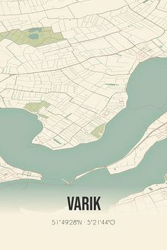 Vintage landkaart van Varik (Gelderland) van MijnStadsPoster
