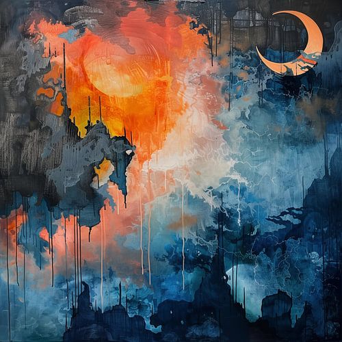 Abstract zon en maan