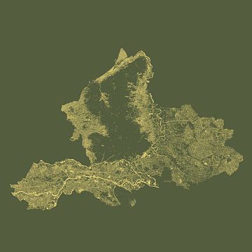Gelderländer Gewässer in Grün und Gold von Maps Are Art