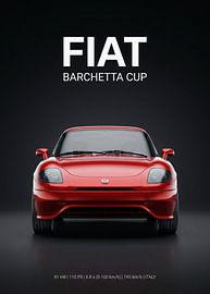 Vue de face d'une voiture de sport Fiat Barchetta Cup rouge sur fond sombre sur Cross