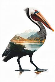 Pelikan mit Landschaft von Poster Art Shop