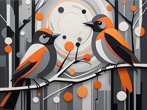 Oiseaux abstraits avec formes géométriques