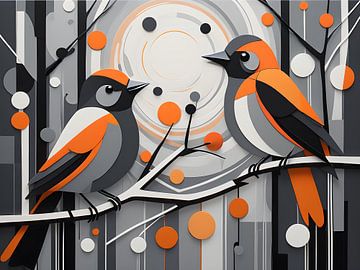 Abstracte vogels met geometrische vormen van Bart Veeken