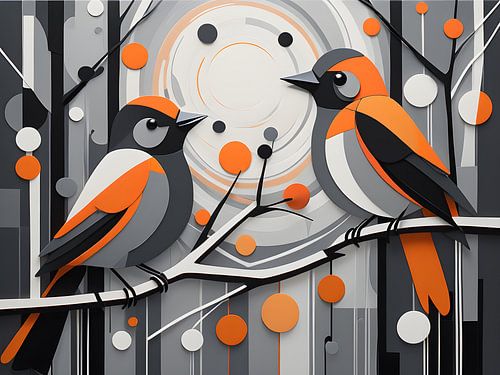 Abstracte vogels met geometrische vormen