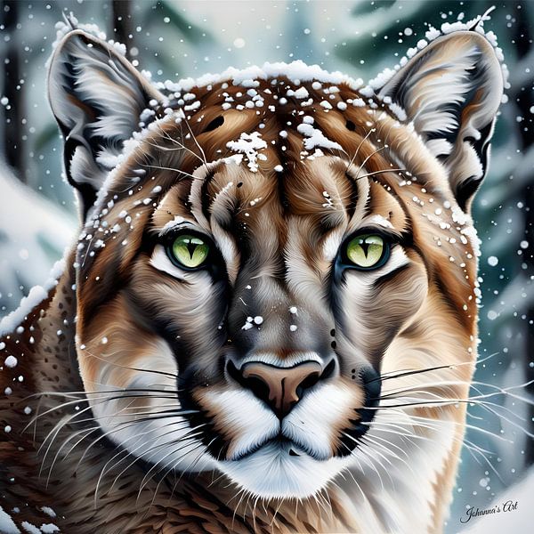 Wildlife - Portrait of a Puma (1) by Johannas Art Creations