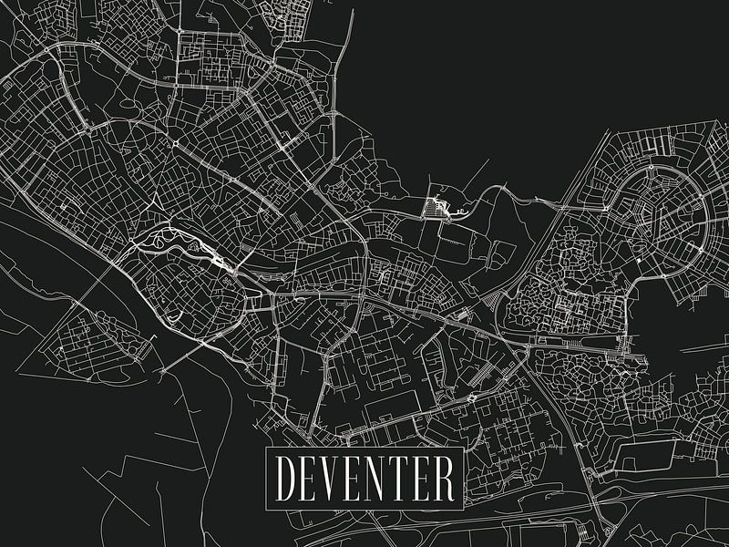 Stadtplan Deventer - Stadt - Dunkle Variante - Karte von Locus Studio