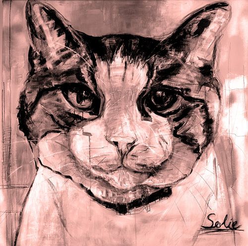 Schilderij kat Pablo van Liesbeth Serlie
