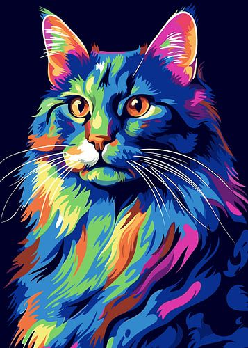 Kat dier WPAP Pop Art kleurenstijl