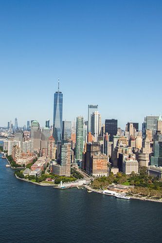 Die Skyline von Manhattan aus einem Hubschrauber