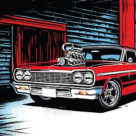 Fiery Red Supercharged Pop Graphic Bay by Ramy Salah Hefny