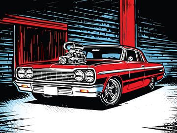 Fiery Red Supercharged Pop Graphic Bay by Ramy Salah Hefny