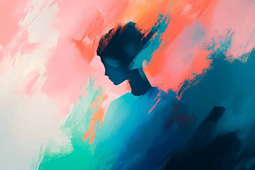 Abstraktes Porträt mit Farbspiel von Poster Art Shop