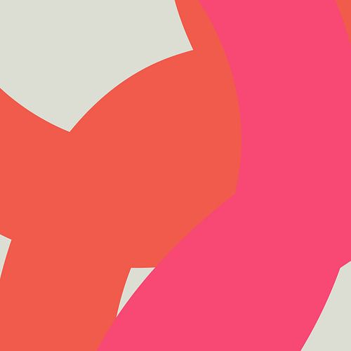 Lot de 2 œuvres d'art abstrait minimaliste dans des tons rose vif et orange
