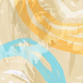 Abstract organic shapes in pastel colors. Yellow, blue, beige. by Dina Dankers