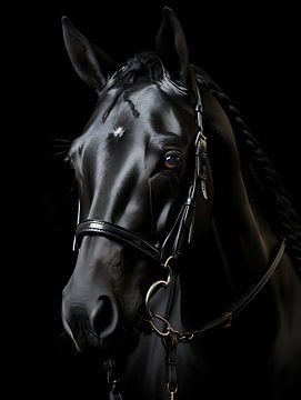 cheval noir sur PixelPrestige