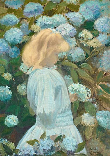 The little hydrangea girl, Jacques-Émile Blanche by Masterful Masters