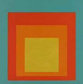 Josef Albers - Hommage an das Quadrat, grün, rot, gelb, orange, hohe Auflösung von Vivanne