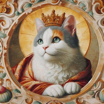 Fresco of a Royal Cat van J.O. Han