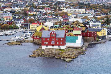 Uitzicht op de stad Tórshavn op de Faeröer