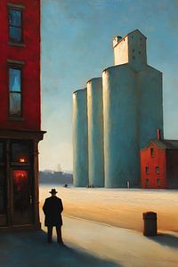 Der Mann vor den Silos