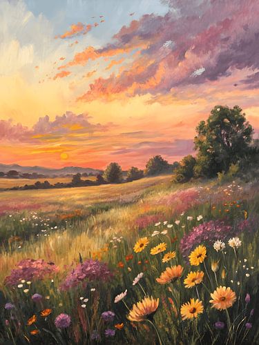 Impressionistische zonsondergang