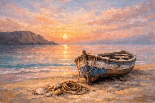 Fishing boat at sunrise