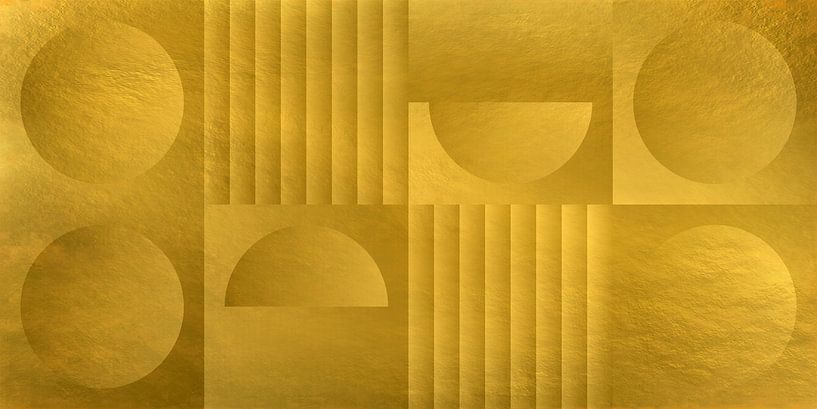 Abstracte geometrische vormen in goud. Retro geometrie nr. 9 van Dina Dankers
