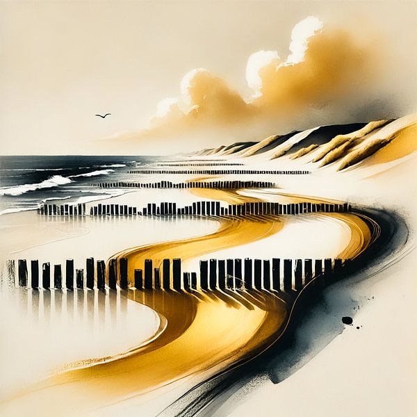 Schwarzer goldener Strand. von Niek Traas