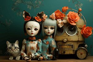 Stilleben mit Zinnpuppen
