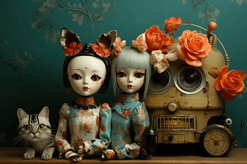 Still life with tin dolls by Ton Kuijpers