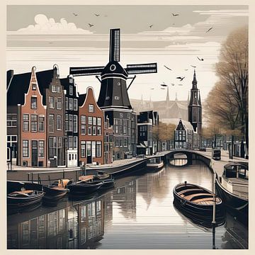 A picturesque canal scene in Amsterdam by Dreamy Faces