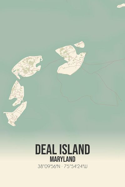 Vintage map of Deal Island (Maryland), USA. by Prints of Place