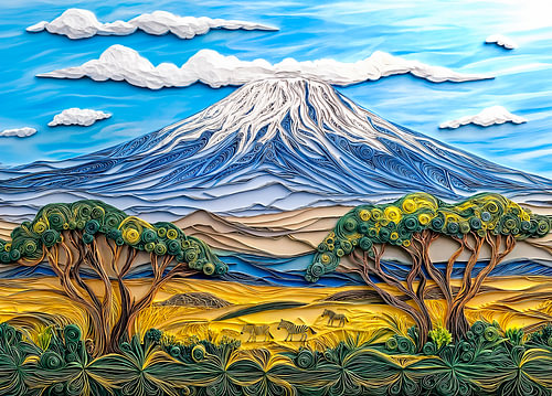 Landschap van de Kilimanjaro met zebra's op de savanne