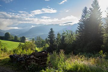 Early morning views over the mountains of Carinthia in Austria.