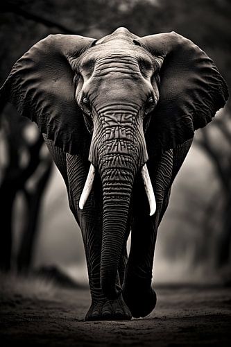 Portrait d'animal minimaliste en noir et blanc